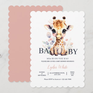 Invitation Baby Shower Fille Girafeau Rose Baby Shower Fille