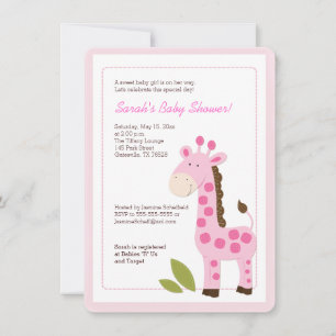 Invitation Baby shower fille Giraffe rose