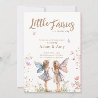 Invitation Baby shower fille jumelle Little Fairie