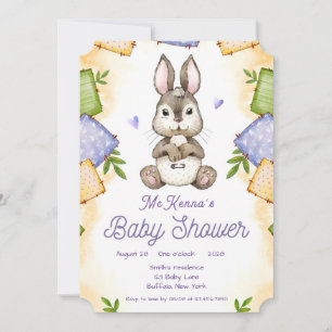 Invitation Baby shower fille lapin mignon lapin lapin