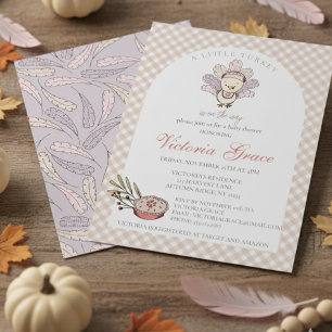 Invitation Baby Shower Fille Little Dinde Automne