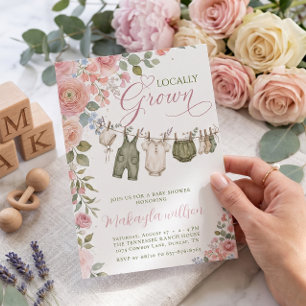 Invitation Baby Shower Fille Localement Cultivé
