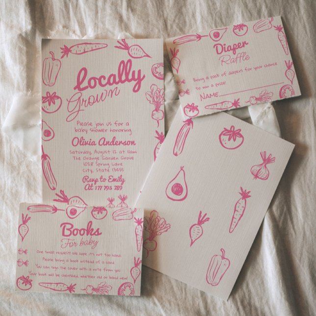 Invitation Baby shower Fille Localement Cultivé À La Main Tir (Créateur téléchargé)