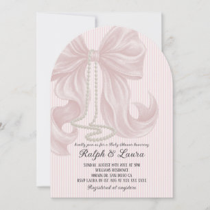 Invitation Baby Shower Fille Luxe Collier de Perles