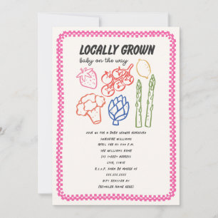 Invitation Baby Shower Fille Marché de Producteurs Locaux