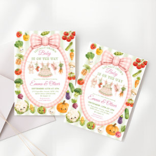 Invitation Baby Shower Fille Marché de Producteurs Locaux