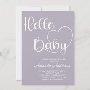 Invitation Baby Shower Fille Minimaliste Élégant Violet Pouss