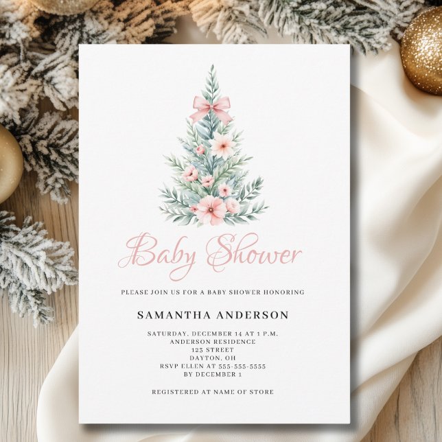 Invitation Baby Shower Fille Noël Hiver (Créateur téléchargé)