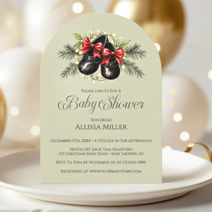 Invitation Baby-Shower Fille Noël Verdure Hivernale