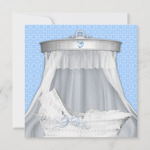 Invitation Baby Shower Fille ou Garçon Berceau Bleu