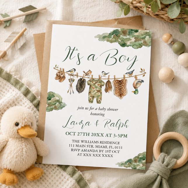 Invitation Baby-Shower Fille ou Garçon Chasse  (Créateur téléchargé)