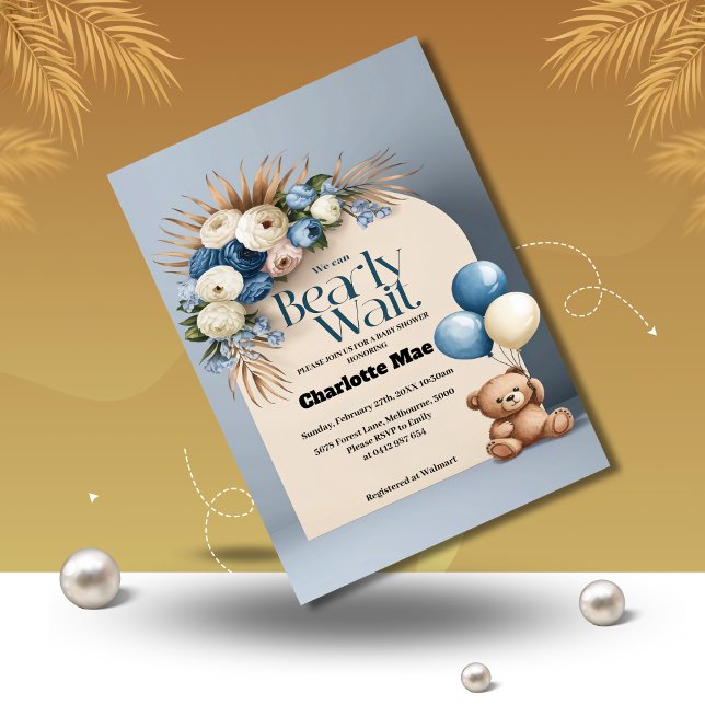 Invitation Baby shower fille ours en peluche (Créateur téléchargé)