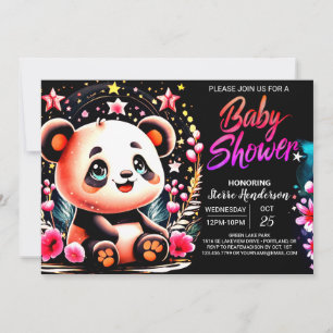 Invitation Baby shower fille Panda Bliss en bambou enchanté