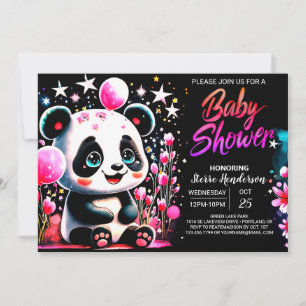 Invitation Baby shower fille Panda Bliss en bambou enchanté