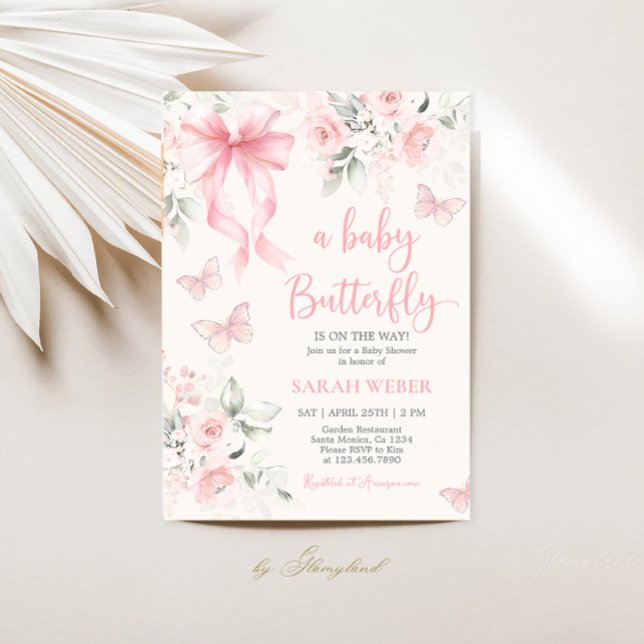 Invitation Baby Shower Fille Papillon (Créateur téléchargé)