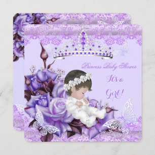 Invitation Baby shower fille papillon Lilac Lavender Rose