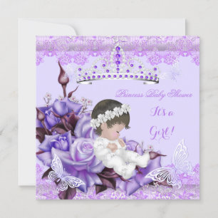 Invitation Baby Shower Fille Papillon Lilas Lavande Rose