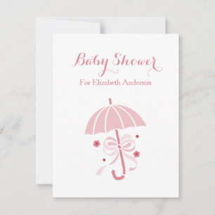 Invitation Baby shower Fille Parapluie Rose Cute Avec Bow