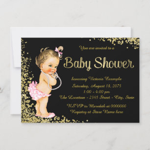 Invitation Baby shower fille Parties scintillant Gold Foil