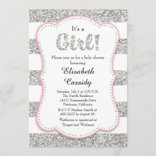 Invitation Baby shower fille Parties scintillant r