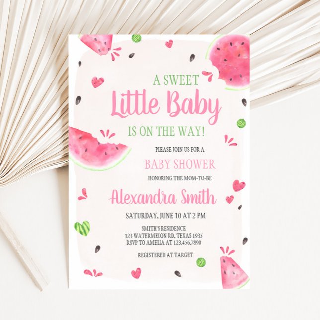 Invitation Baby Shower Fille Pastèque (Sweet Little Baby Shower Invitation)