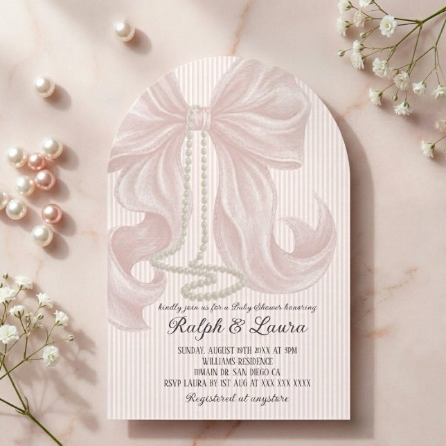 Invitation Baby Shower Fille Perle Arc-en-Ciel Rose (Créateur téléchargé)