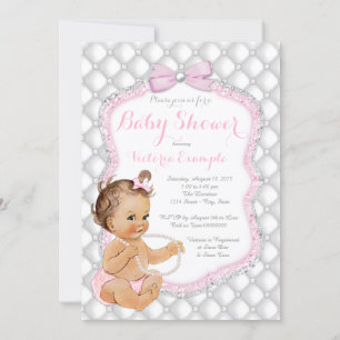 Invitation Baby Shower Fille Perle Rose