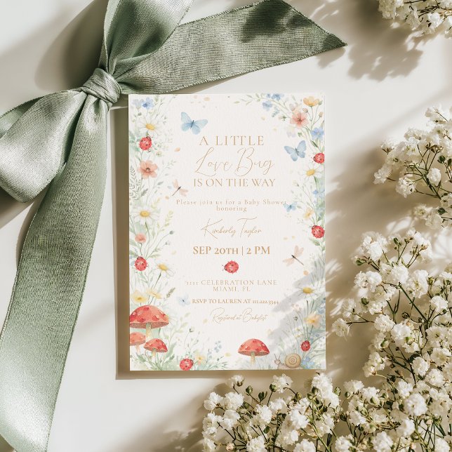 Invitation Baby Shower Fille Petit Insecte de l'Amour (Créateur téléchargé)