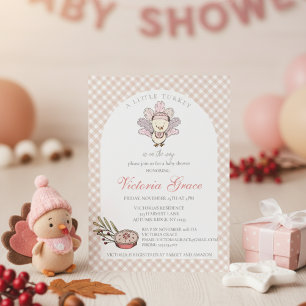 Invitation Baby Shower Fille Petite Dinde Automne