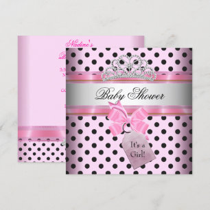 Invitation Baby Shower Fille pois rose Princesse Noir