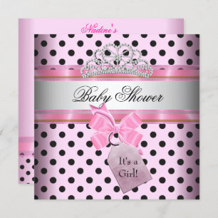 Invitation Baby shower fille Polka Dot rose princesse noire