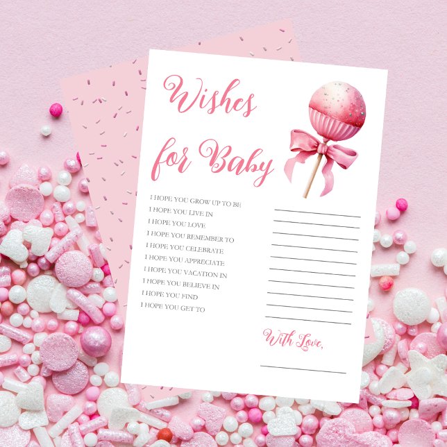 Invitation Baby shower fille Pop Gâteau rose Voeux pour bébé (Pink Cake Pop Girl Baby Shower Wishes for Baby -- Pink Candy Frame Collection)