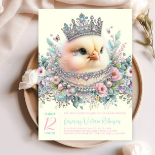Invitation Baby Shower Fille Poussin Pastel
