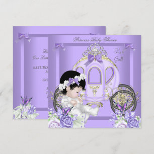 Invitation Baby Shower Fille Princesse Carrosse Lavande