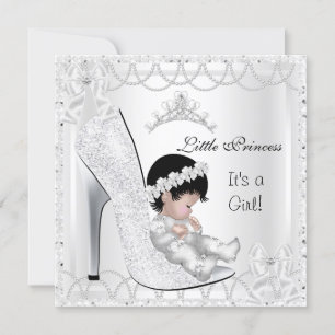 Invitation Baby Shower Fille Princesse Chaussure Argentée Bla
