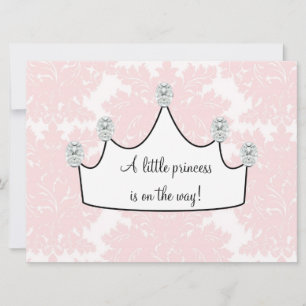 Invitation Baby Shower Fille Princesse Damassé Rose