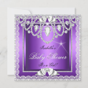 Invitation Baby Shower Fille Princesse Dentelle Violette Diam