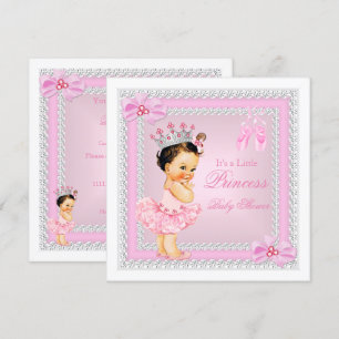 Invitation Baby shower fille princesse rose ballerine brune