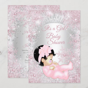 Invitation Baby Shower Fille Princesse Rose Merveilleux Hiver