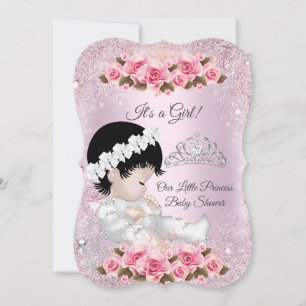 Invitation Baby Shower Fille Princesse Roses Roses