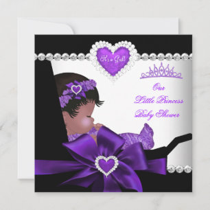 Invitation Baby Shower Fille Princesse Violet Afro-Américaine