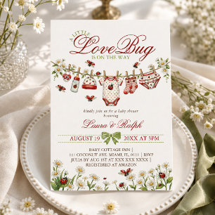 Invitation Baby Shower Fille Punaise d'Amour