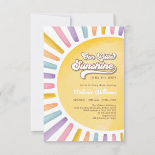 Invitation Baby Shower Fille Retro Boho Soleil