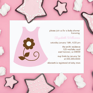 Invitation Baby shower fille robe de bébé rose