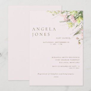 Invitation Baby shower Fille Rose