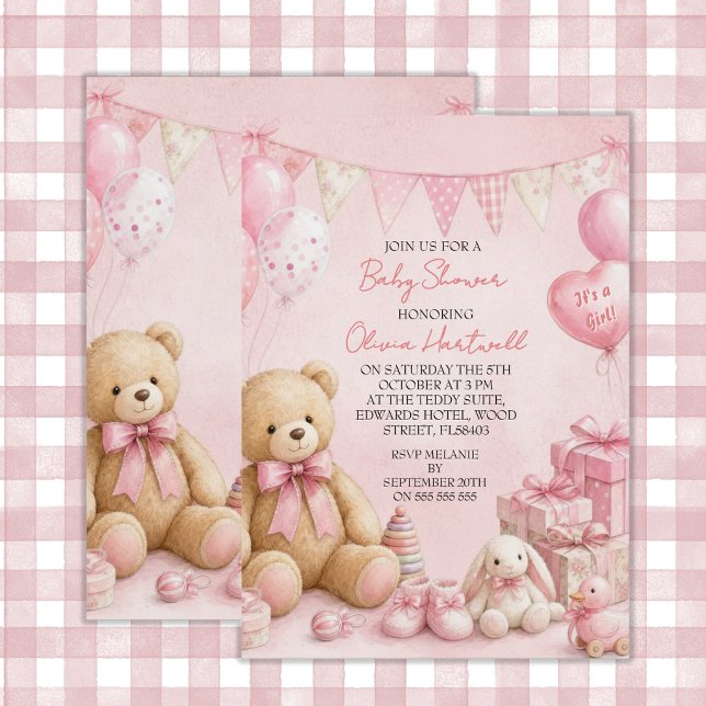Invitation Baby Shower Fille Rose (Créateur téléchargé)
