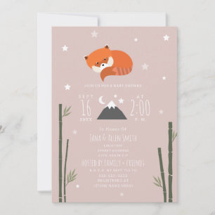 Invitation Baby shower fille rose bambou rouge Sleepy