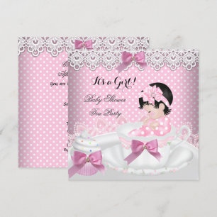 Invitation Baby Shower Fille Rose Bébé Tasse à Thé Cupcake 2