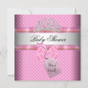 Invitation Baby shower fille rose blanc tache princesse