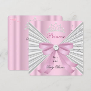 Invitation Baby shower fille rose blanche princesse Tiara